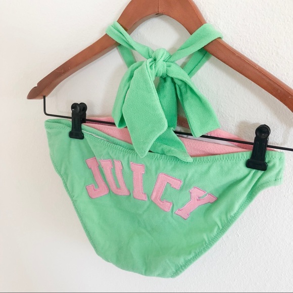 Juicy Couture Pink & Green Terrycloth Bikini Set - Picture 3 of 7